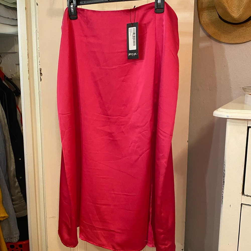 NWT Nasty Gal Pink Slip Skirt